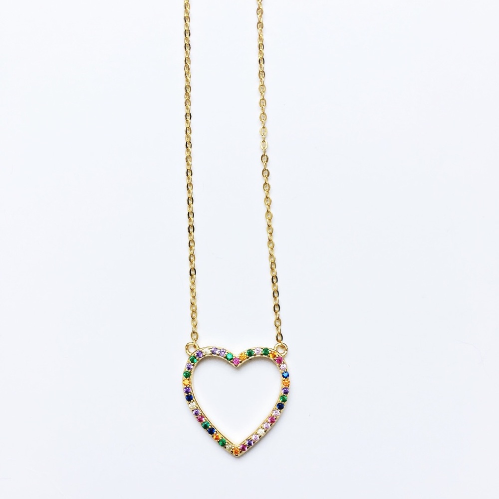 Rainbow Heart  Necklace, Rainbow Necklace, Rainbow